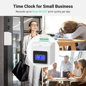 SVANTTO time clock IAM10 records up to 3 in/out print cycles per day.