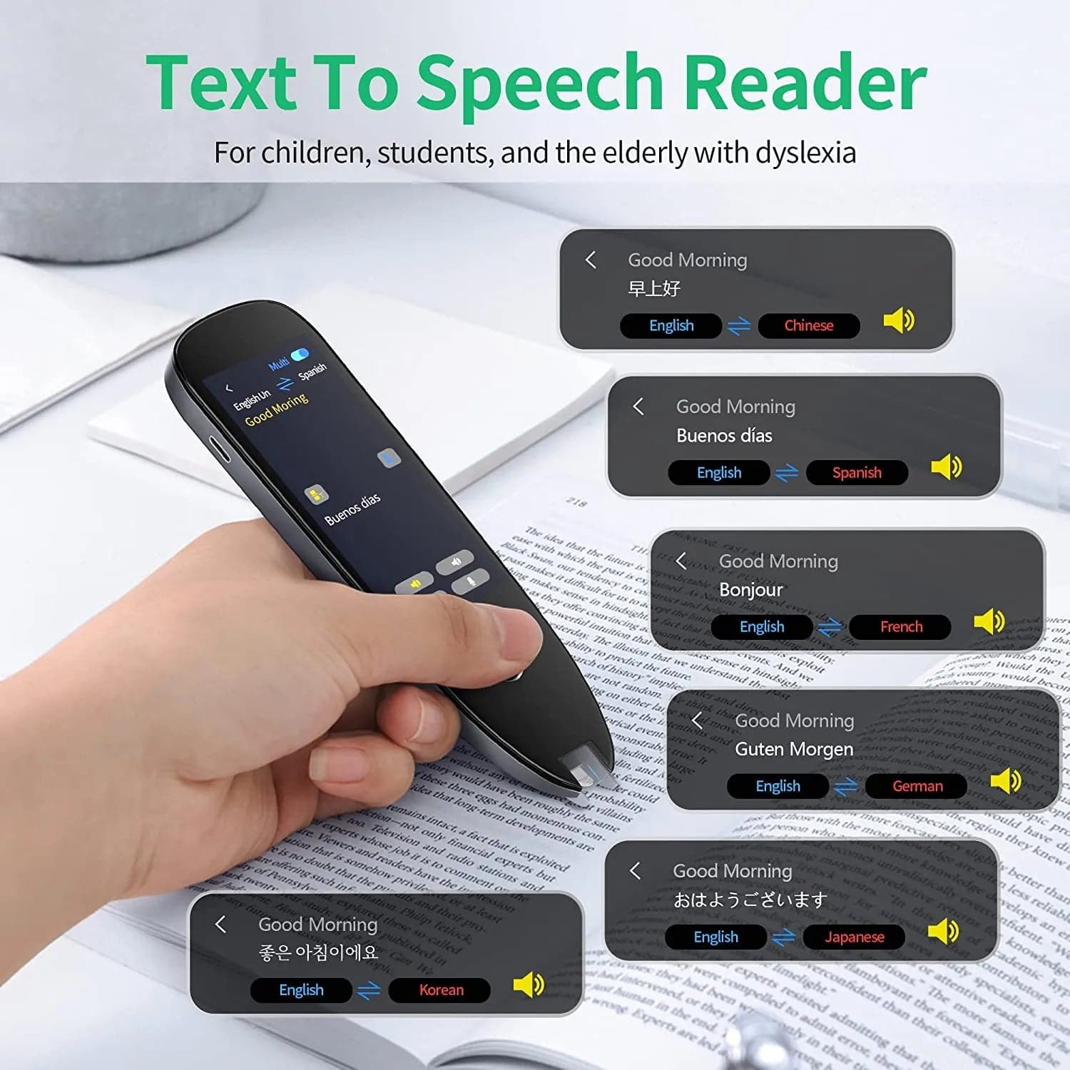 With a left-handed model, which is convenient for left-handers Scan Translation With OCR recognition technology, SVANTTO reading pen can fast scanning for most popular 12 languages